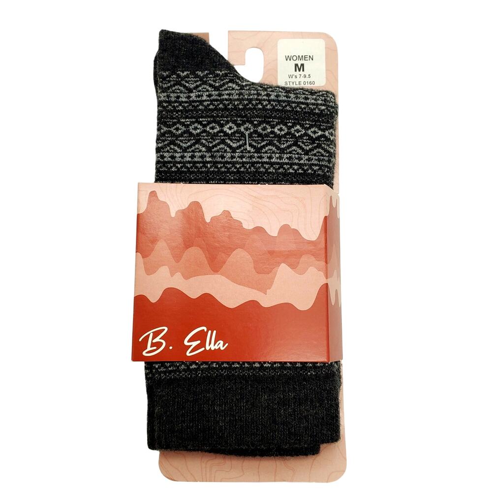 B.Ella‎ 52% Cashmere Wren Socks Charcoal Grey Luxury Warm Crew Women's 7-9.5 M
